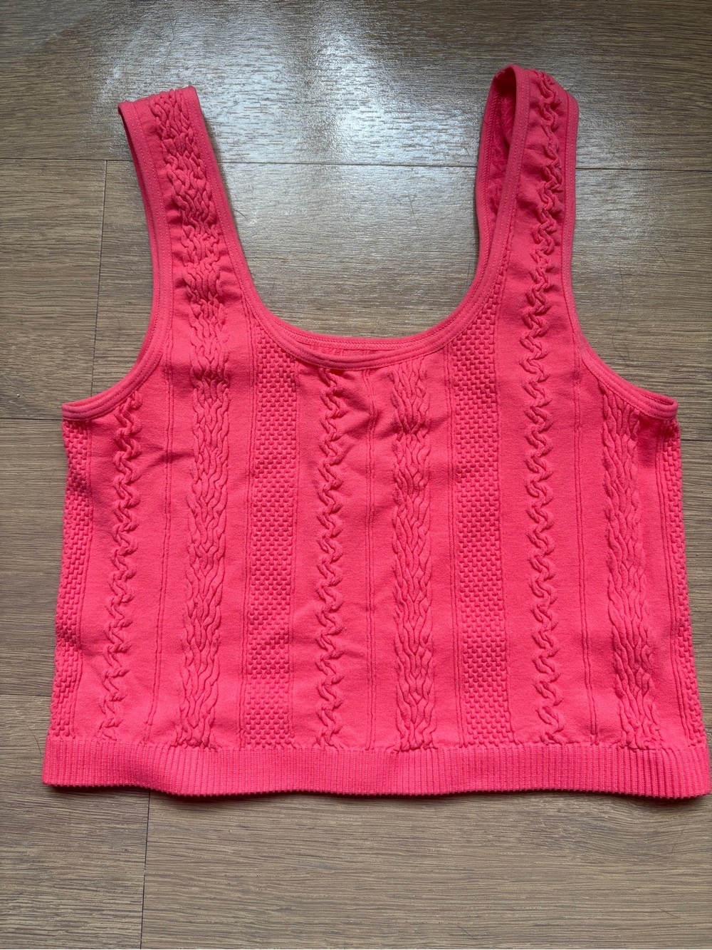 Buckle Cable Knit Tank Top - Bright Pink